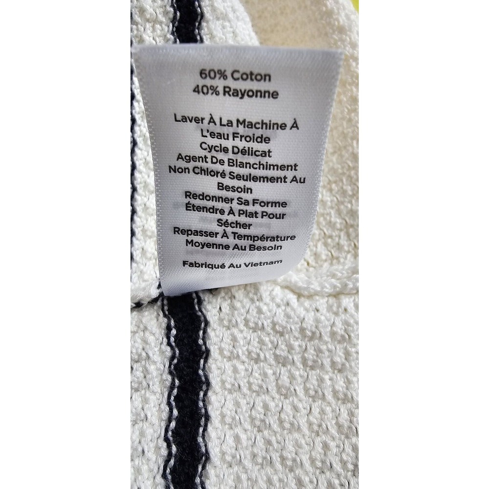 Talbots Womens Size L Black Ivory Stripe Tunic Sweater Button Shoulders Nautical - Picture 8 of 10